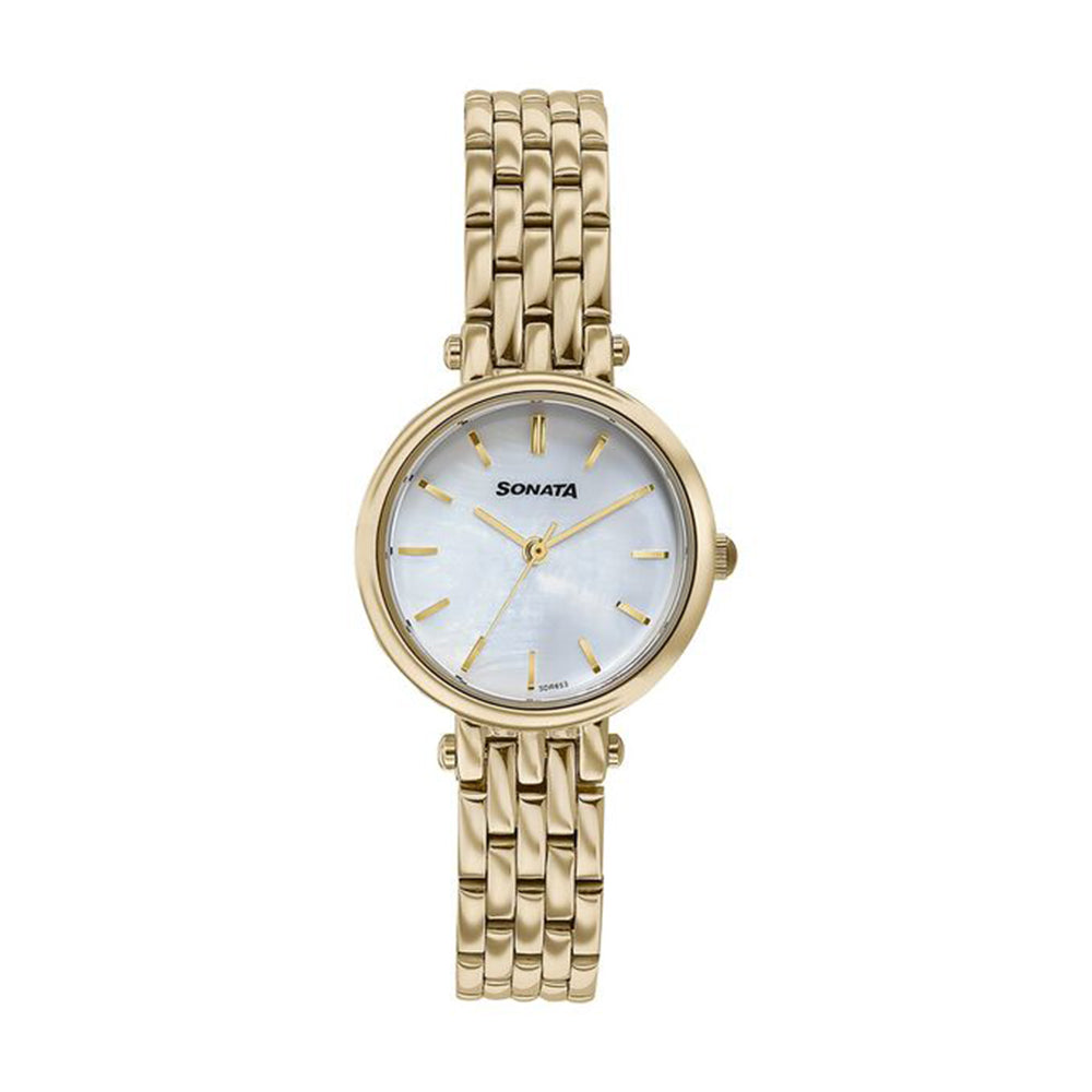 Sonata Wedding Edit Off White Dial Stainless Steel Strap Watch for Women