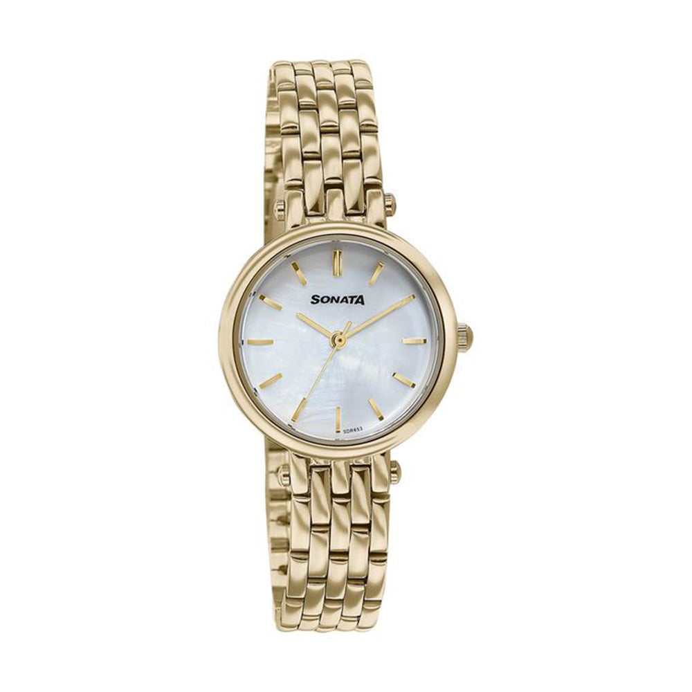 Sonata Wedding Edit Off White Dial Stainless Steel Strap Watch for Women