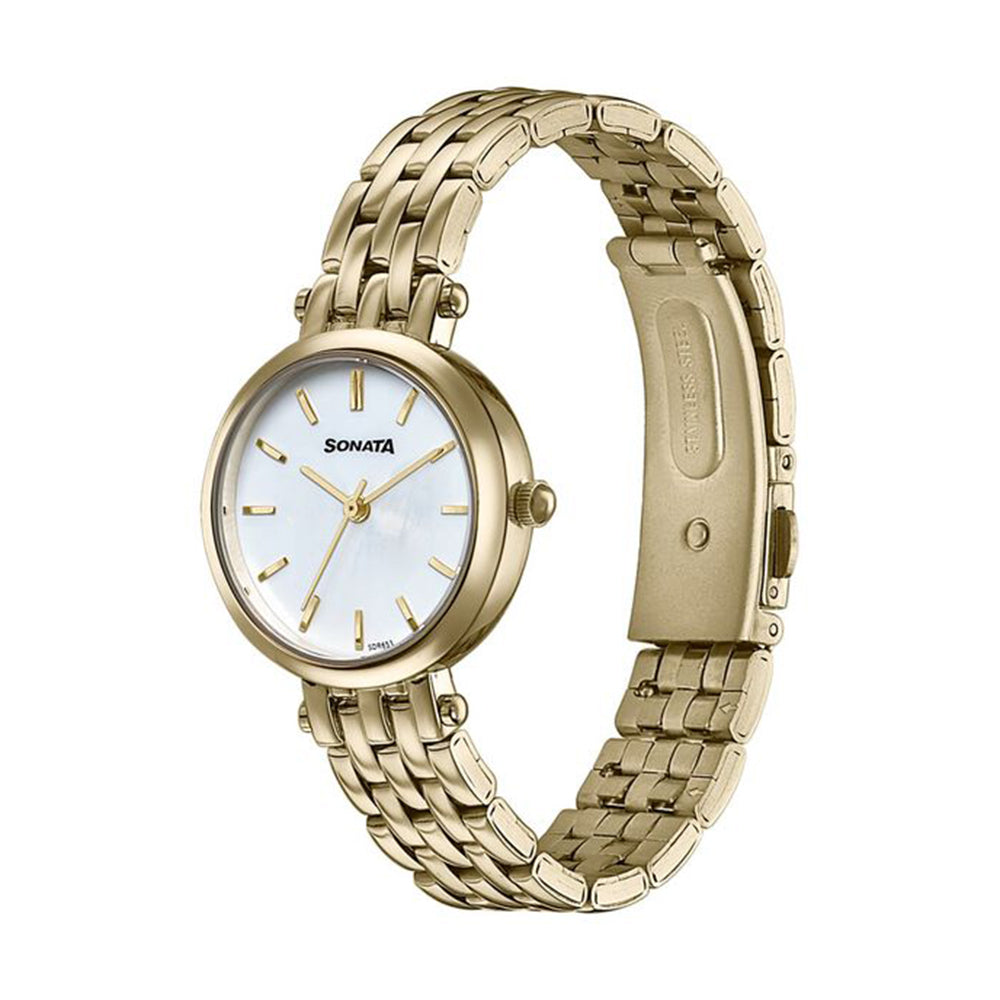 Sonata Wedding Edit Off White Dial Stainless Steel Strap Watch for Women