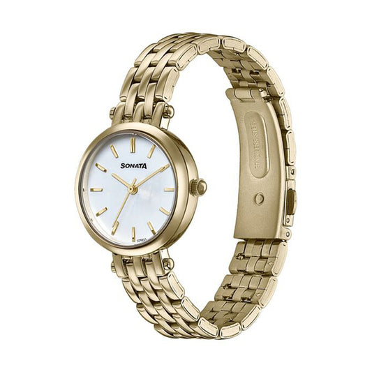 Sonata Wedding Edit Off White Dial Stainless Steel Strap Watch for Women
