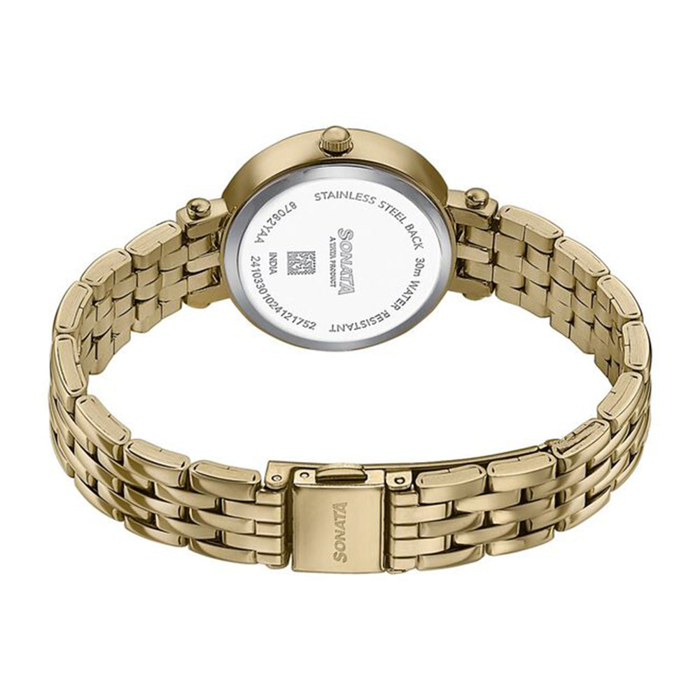 Sonata Wedding Edit Off White Dial Stainless Steel Strap Watch for Women