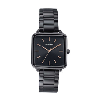Jam Tangan Sonata Wedding Edit Tali Keluli Tahan Karat Dail Hitam untuk Wanita