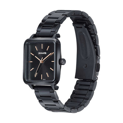 Jam Tangan Sonata Wedding Edit Tali Keluli Tahan Karat Dail Hitam untuk Wanita