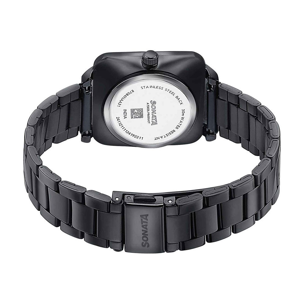Sonata Wedding Edit Black Dial Stainless Steel Strap Watch for Women