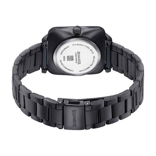 Sonata Wedding Edit Black Dial Stainless Steel Strap Watch for Women