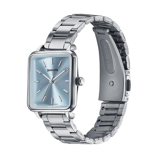 Sonata Wedding Edit Blue Dial Stainless Steel Strap Watch for Women