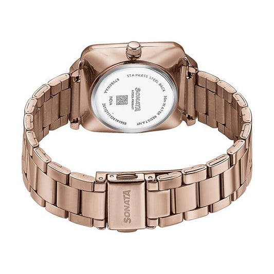 Sonata Wedding Edit Pink Dial Stainless Steel Strap Watch for Women