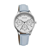 Jam Tangan Tali Kulit Sonata Eternia Silver Dial untuk Wanita