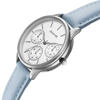 Jam Tangan Tali Kulit Sonata Eternia Silver Dial untuk Wanita