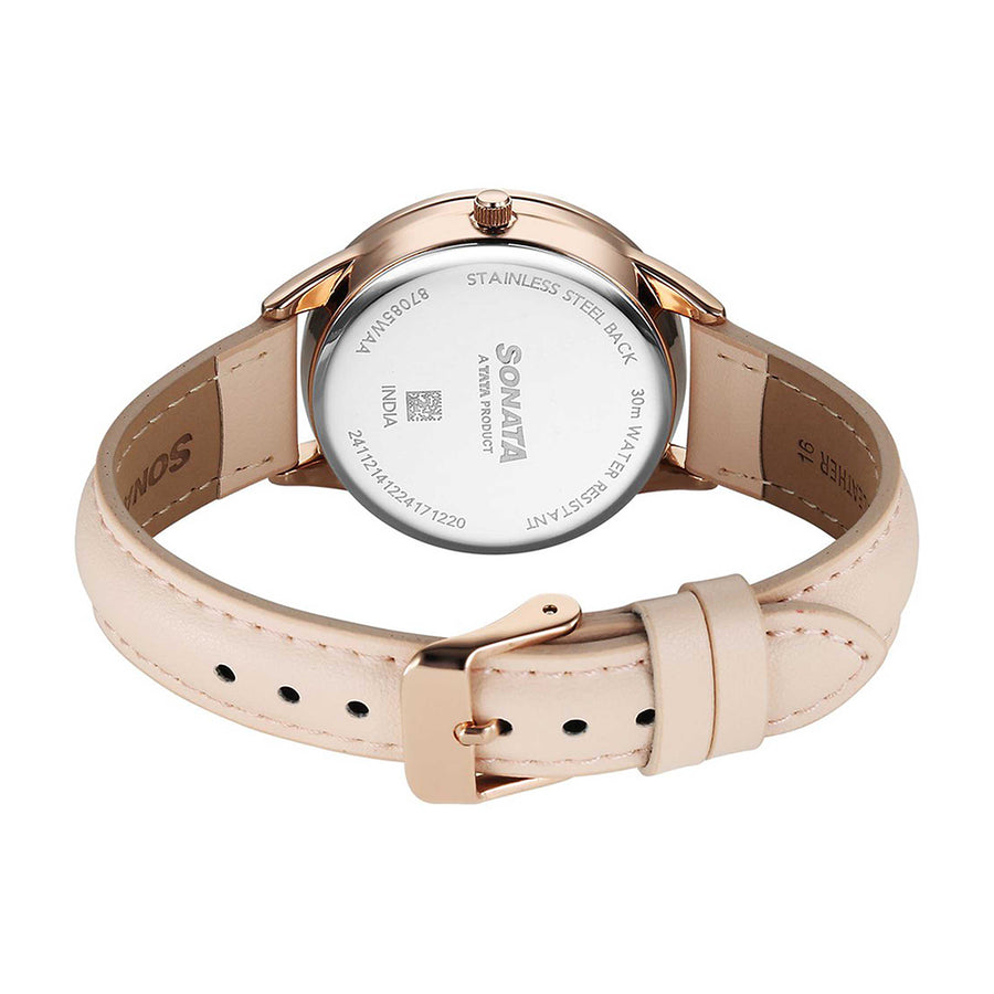 Sonata Eternia Silver Dial Leather Strap Watch for Women