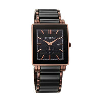 Titan Regalia Shaped Ceramic Black Dial Steel & Ceramic Strap Watch for Men