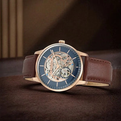 Titan Automatics Blue Dial Automatic Leather Strap watch for Men (90110WL02)