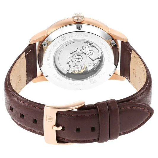 Titan Skeletal Automatic Blue Dial Brown Leather Strap Watch for Men (90110WL04)