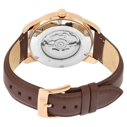 Titan Automatic Sectoral Black Dial Brown Leather Strap Watch for Men (90126WL02)