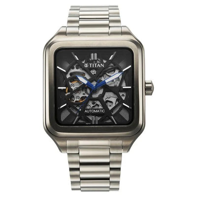 Titan Shaped Automatics Anthracite Dial Grey Stainless Steel Strap watch for Men (90162QM01)