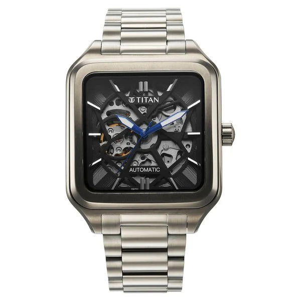 Titan Shaped Automatics Anthracite Dial Grey Stainless Steel Strap watch for Men (90162QM01)