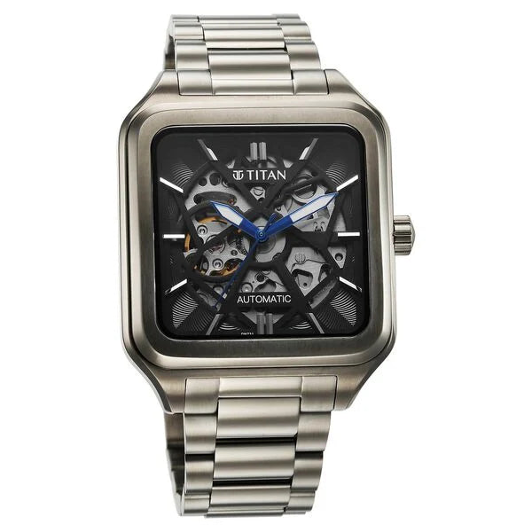 Titan Shaped Automatics Anthracite Dial Grey Stainless Steel Strap watch for Men (90162QM01)