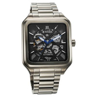 Titan Shaped Automatics Anthracite Dial Grey Stainless Steel Strap watch for Men (90162QM01)