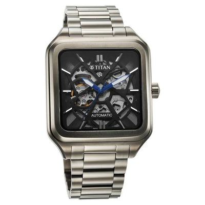 Titan Shaped Automatics Anthracite Dial Grey Stainless Steel Strap watch for Men (90162QM01)