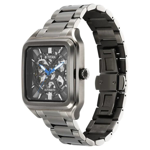 Titan Shaped Automatics Anthracite Dial Grey Stainless Steel Strap watch for Men (90162QM01)
