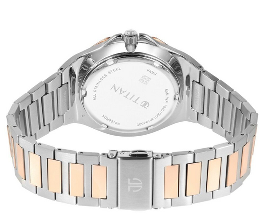 Titan Classic Slim Multifunction Bicolor Stainless Steel Strap Watch For Men