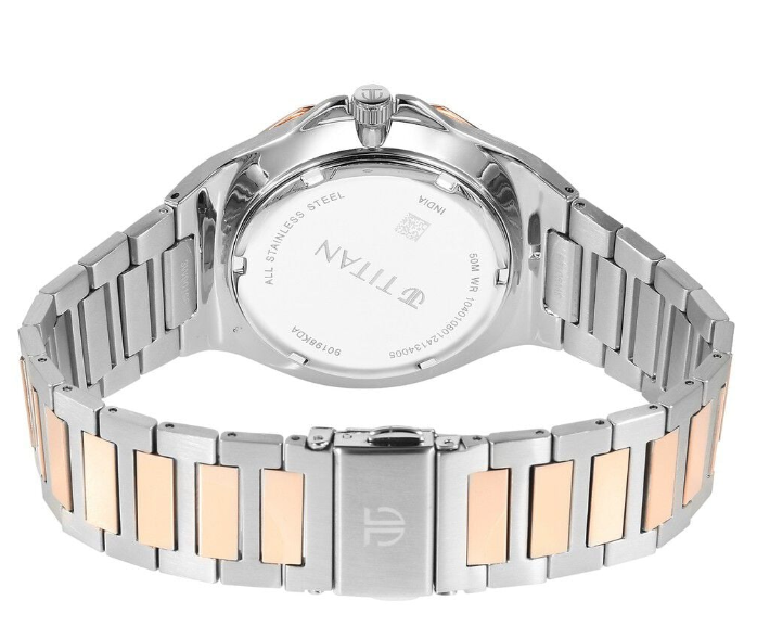 Titan Classic Slim Multifunction Bicolor Stainless Steel Strap Watch For Men
