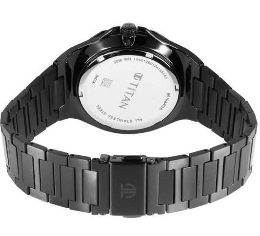 Titan Classic Slim Multifunction Quartz Black Dial Stainless Steel Strap Watch For Men