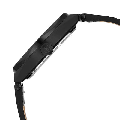 Jam Tangan Tali Kulit Lelaki Titan Contour dengan Dail Hitam