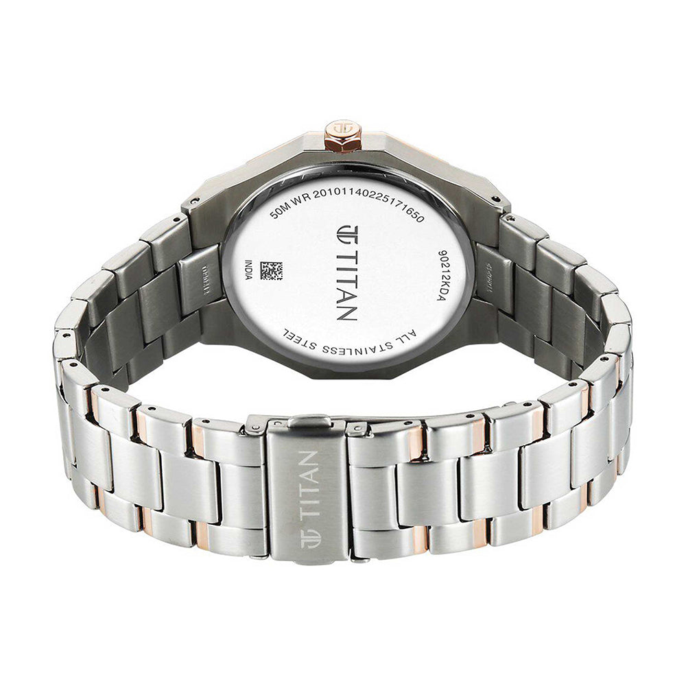 Titan Regalia Dodecagon Silver Dial Stainless Steel Strap Watch for Men