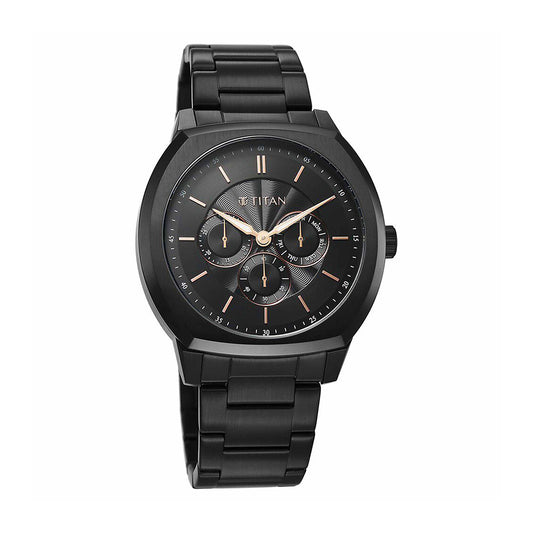 Titan Regalia Arc Black Dial Stainless Steel Strap Watch for Men