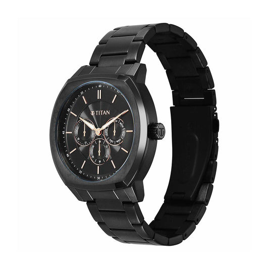 Titan Regalia Arc Black Dial Stainless Steel Strap Watch for Men