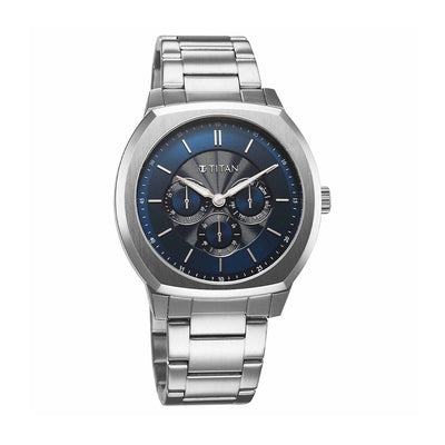 Jam Tangan Lelaki Tali Keluli Tahan Karat Dail Biru Titan Regalia