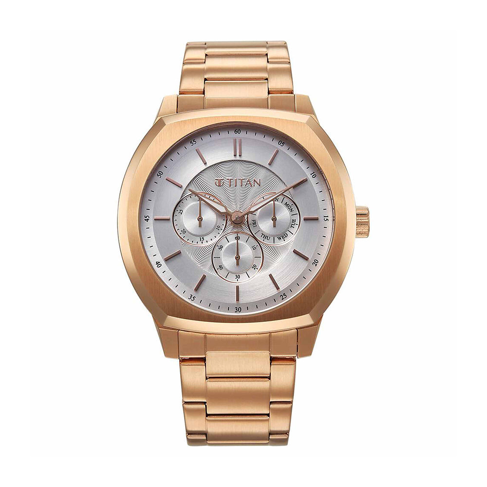Titan Regalia Arc Silver Dial Stainless Steel Strap Watch for Men