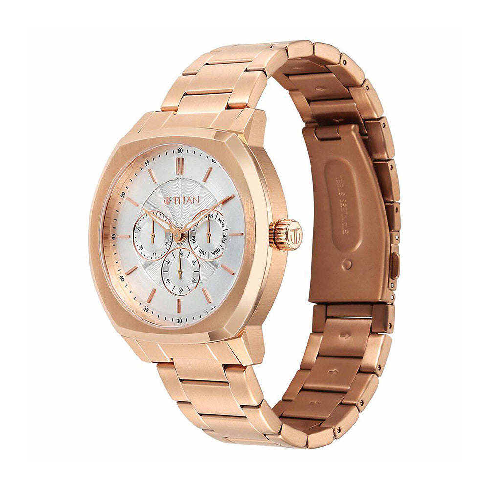 Titan Regalia Arc Silver Dial Stainless Steel Strap Watch for Men