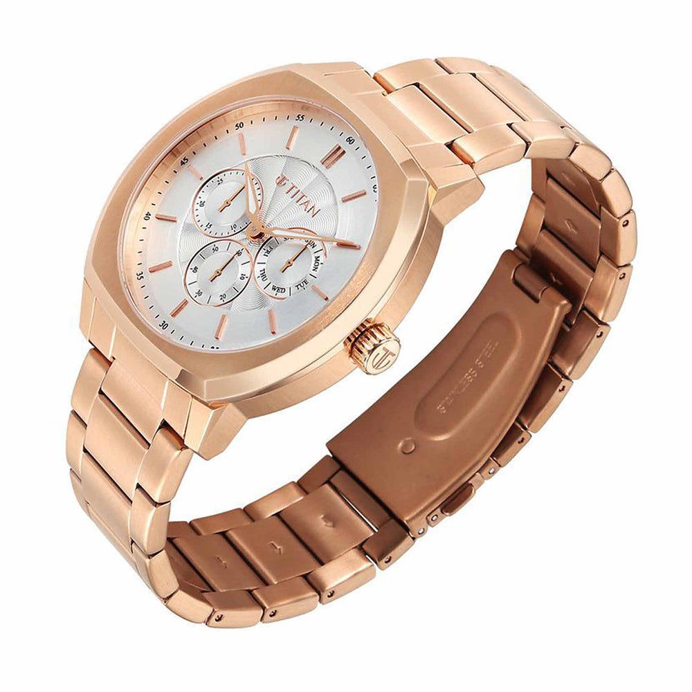 Titan Regalia Arc Silver Dial Stainless Steel Strap Watch for Men