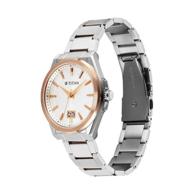 Titan Classique Big Date Silver Dial Stainless Steel Strap Watch for Men