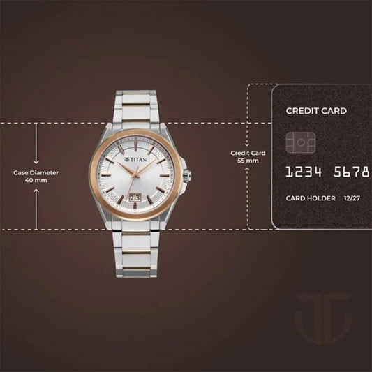 Titan Classique Big Date Silver Dial Stainless Steel Strap Watch for Men