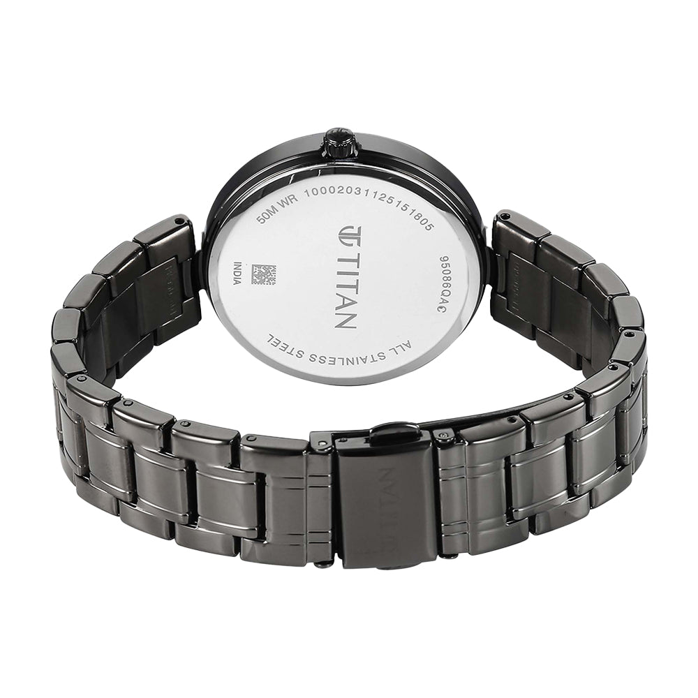 Titan Noor Collection Blue Dial Stainless Steel Strap Watch for Women