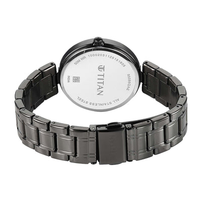 Titan Noor Collection Blue Dial Stainless Steel Strap Watch for Women