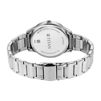 Titan Noor Collection Blue Dial Stainless Steel Strap Watch for Women
