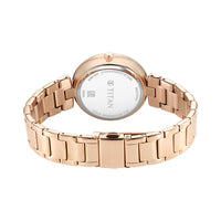 Titan Purple Style Up Quartz Analog Mother of Pearl Dial Stainless Steel Strap Watch for Women