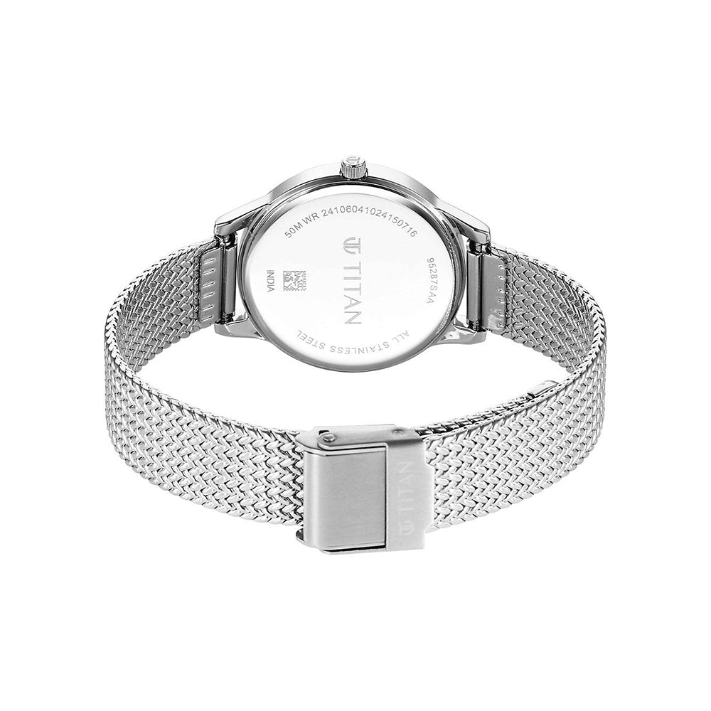 Titan Timeless Urban Blue Dial Metal Strap Watch for Women