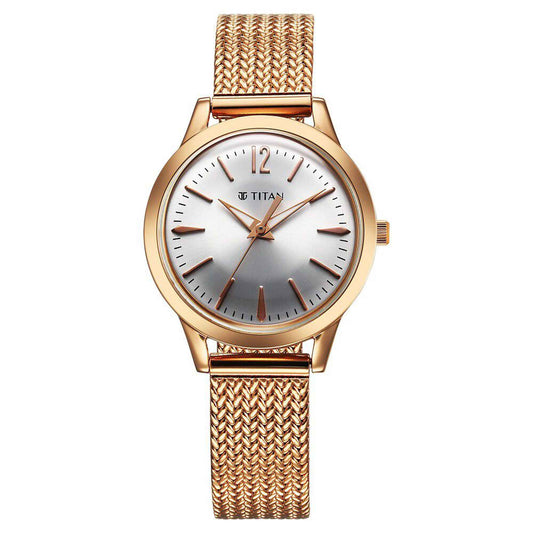 Titan Titan Timeless Urban Quartz Analog Silver Dial Metal Strap Watch For Women