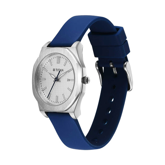 Titan Quartz White Dial Silicone Strap Watch for Women
