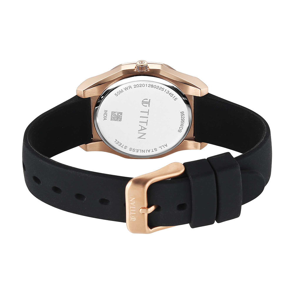 Titan Workday Wonders Black Dial Leather Strap Watch for Women