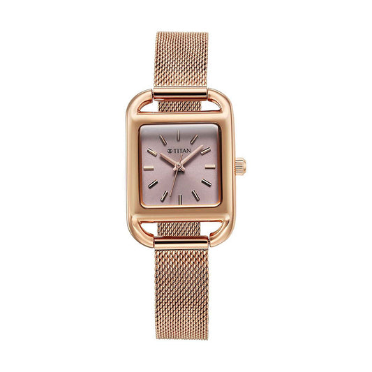 Titan Horizon Pink Dial Stainless Steel Strap Watch for Women