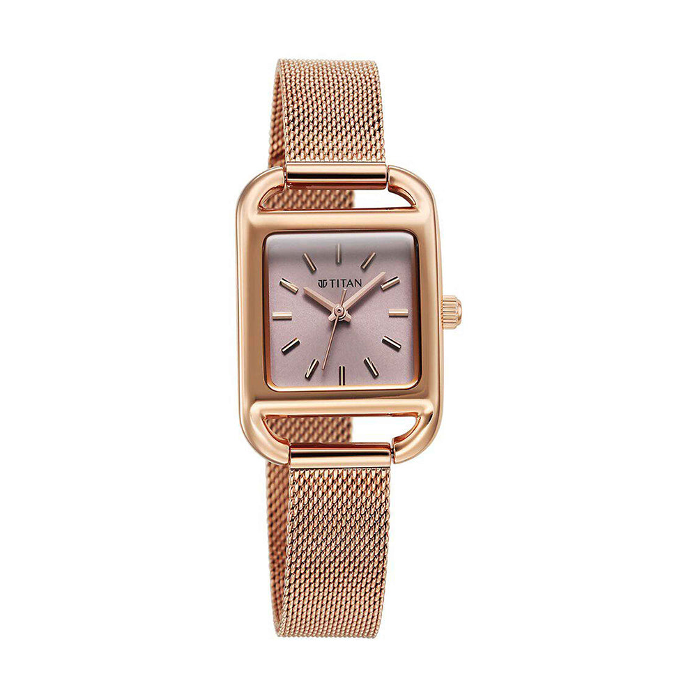 Titan Horizon Pink Dial Stainless Steel Strap Watch for Women