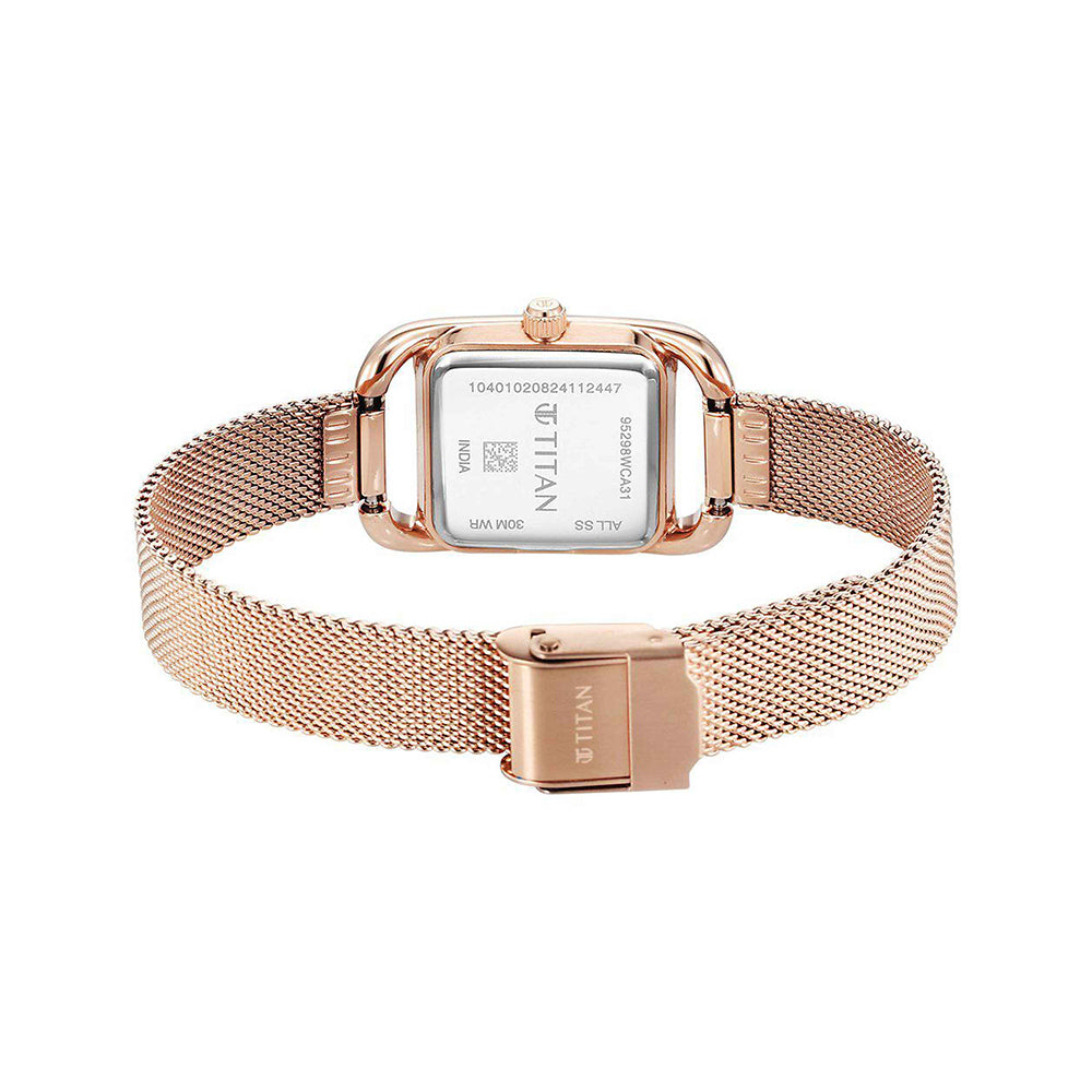 Titan Horizon Pink Dial Stainless Steel Strap Watch for Women