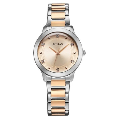 Titan Horizon Quartz Analog Rose gold Dial Stainless Steel Strap Watch For Women (95299KM01)