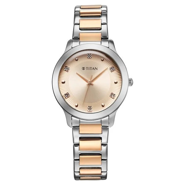 Titan Horizon Quartz Analog Rose gold Dial Stainless Steel Strap Watch For Women (95299KM01)